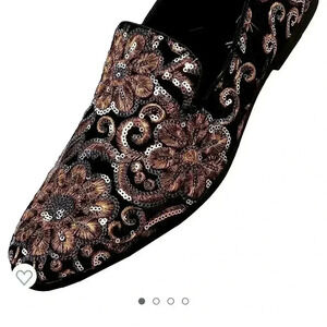 MENS AMALFI GOLD SEQUINS SHOES BLACK SZ 10.5 NIB